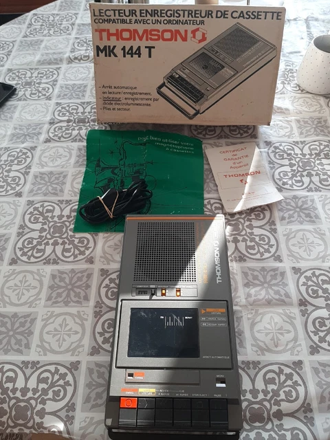 LECTEUR ENREGISTREUR DE CASSETTE THOMSON MK144T en boite Vintage