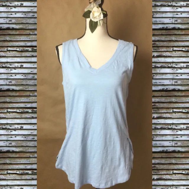 OCEAN DRIVE Blue Top Tunic Sleeveless Casual JRS T-Shirt Side Slit Women’s Sz M