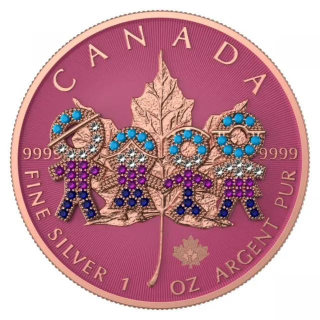2021 Canada $5 - Big Family - Pink Bejeweled 1 Oz Silver Coin