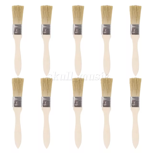 10 Pieces Flat Paint Brushes w/ Thickened Wooden Handle for Art Painting Set