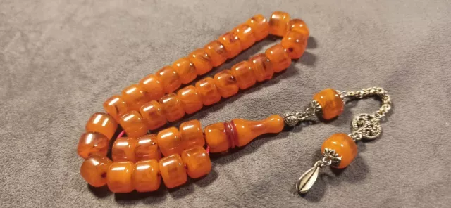 Islamic Prayer Beads, German Bakelte, Kehribar Amber, Misbaha Tasbih Alman Sikma