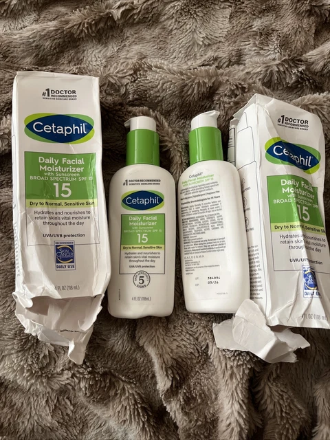 2 Pack Cetaphil Daily Facial Moisturizer SPF 15, 4oz Exp 03/2026 - Damaged Boxes