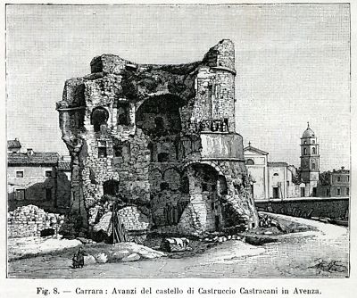 Castello di Lavenza Massa Carrara Audot 1837 in passepartout 