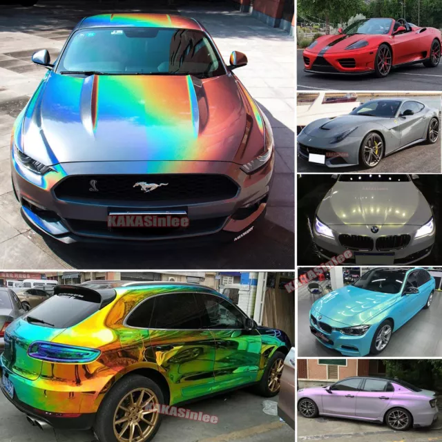 Chameleon 5D Mirror Pearl Glossy Satin Chrome Glitter Car Vinyl Wrap Sticker AX