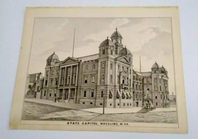 Original 1879 ILLUSTRATION West Virginia STATE CAPITOL Building WHEELING