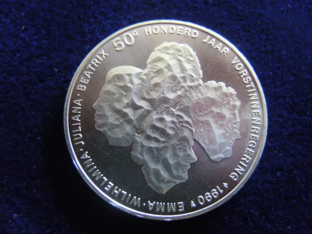 50 Gulden 1990 Beatrix, 100 J. Königinnen Oranje , 25 g 925er Silber, unc !!!