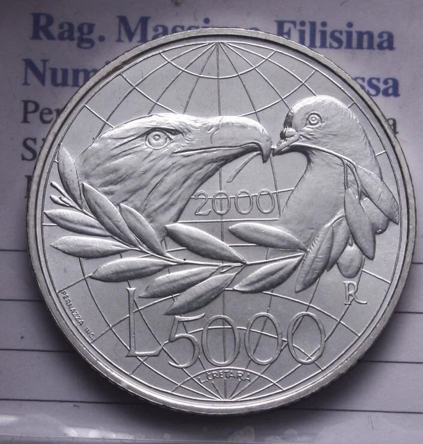 NL* SAN MARINO  5000 LIRE ARGENTO anno 2000 da Divisionale zecca