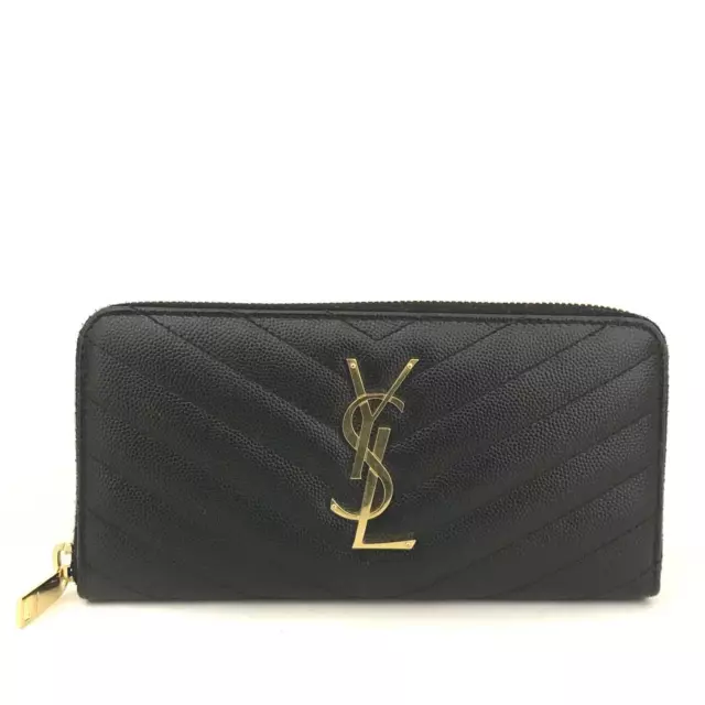 Saint Laurent Cassandra Leather Zip Around Long Wallet/7Y0281