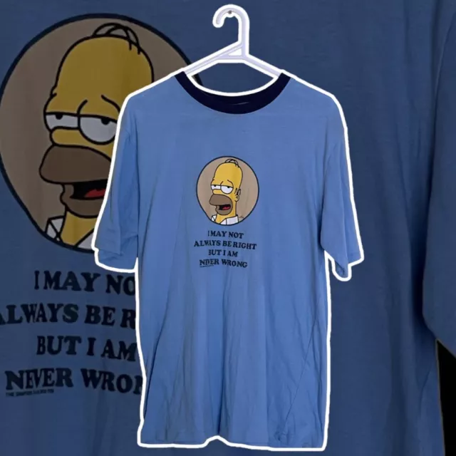 Genuine 2008 Homer Simpson Vintage T-Shirt Mens Size M Blue The Simpsons Retro