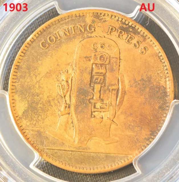 1903 CHINA Great Britain Taylor & Challen Bronze 32mm Token PCGS AU Details