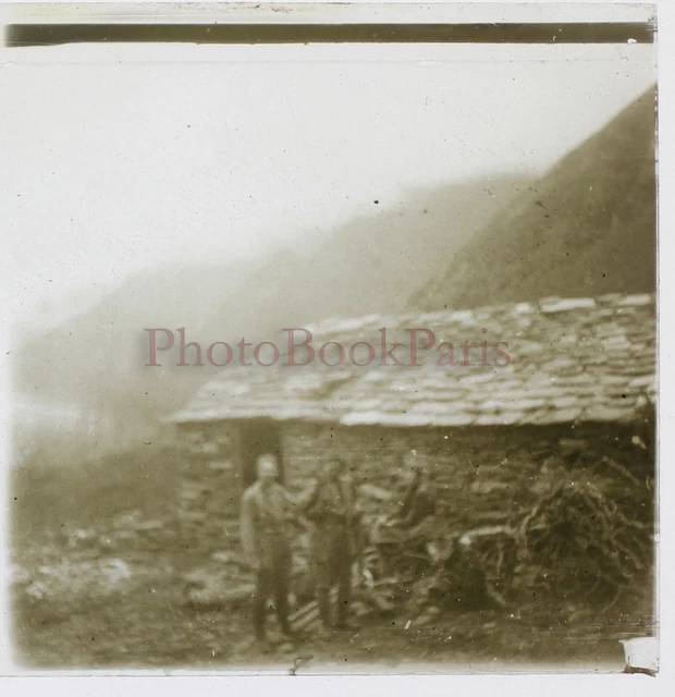 FRANCE Mont Valier 1927 Photo Stereo Plaque de verre Vintage