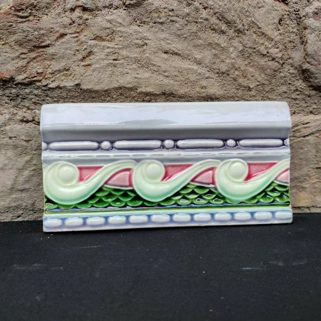 Vintage Architecture Furnitur Unused Tile Majolica Art Nouveau Dk Tm Japan CT151