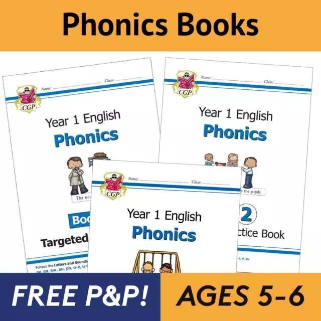 Year 1 Phonics Workbooks for 2024 - Books Bundle - Ages 5-6 with Answers CGP NEW