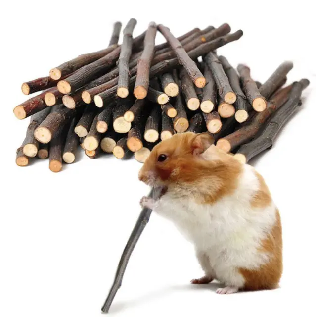 50g Apple Wood Chew Sticks Twigs Rabbit Hamster Guinea Parrots Mice Rat Pig K5Q4