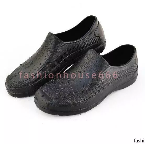 Impermeable para hombres Botas de lluvia de cala baja antideslizantes Tacón de goma Zapatos de jardín Pull On Hot