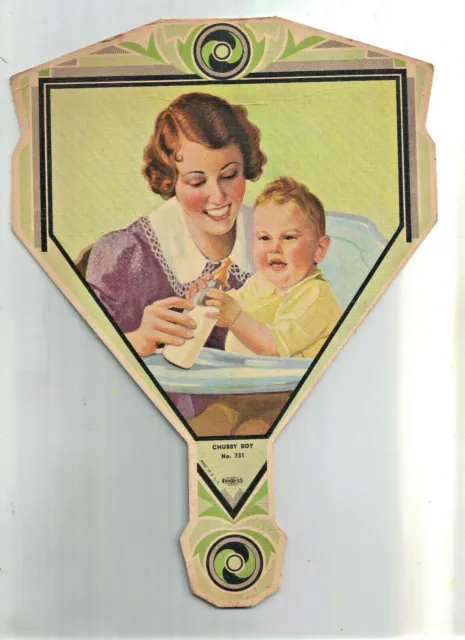 1920's Chubby Boy Milk Die Cast Advertising Fan #731 Welky's Dairy Hazleton, Pa.