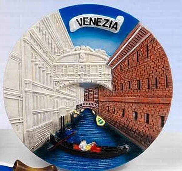Plato Poly Soporte Venecia Gondel Canales Grande Italia, 10CM, Nuevo
