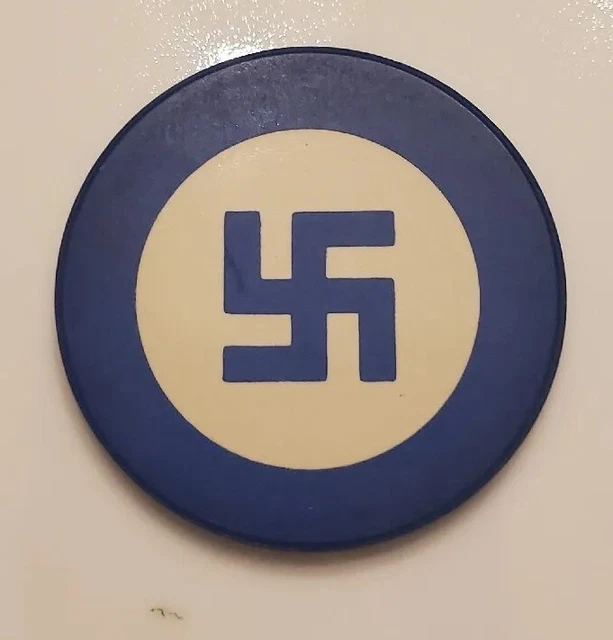 VINTAGE 1930S CLAY Swastika Native American 4 Winds Symbol White Poker