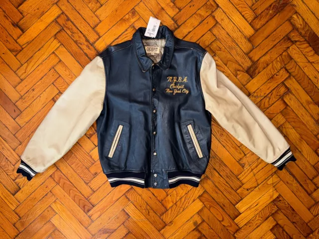 Giacca Da College Varsity jacket In Pelle Cockpit Ex Avirex Button up