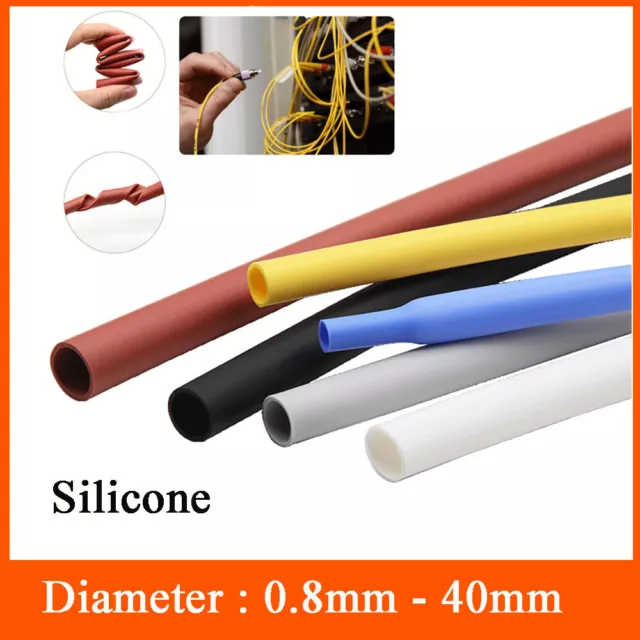 Silicone Rubber Heat Shrink Tubing Flexible Cable Heatshrink Tube Dia 0.8mm-40mm