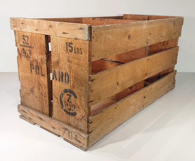 Antiguo Rústico Caja de Madera Poland Vino Fruta Estante Mesa Maceta