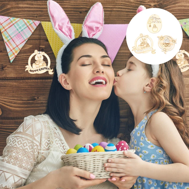 1 Juego de 30 Piezas Pascua Home Decoraciones HÁGALO USTED MISMO Colgante Madera Accesorios de Navidad (Kh