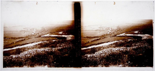 WW1 14-18.Guerre.La Meuse du haut du Fort des Romain.Stereo sur Verre.6X13cm.LSU