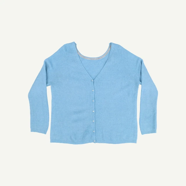 Joules Womens Blue Poly blend V-Neck Long sleeved Cardigan Size 16