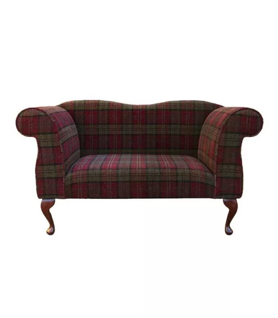 Small Double Ended Chaise Longue in a Red Lana Tartan Fabric