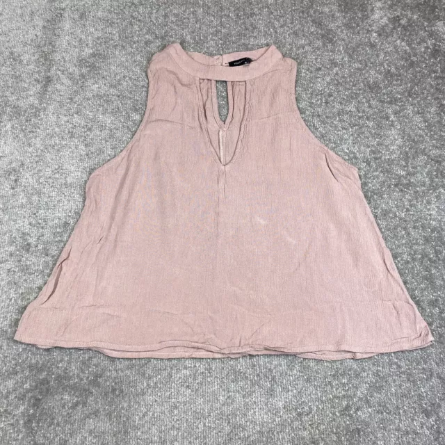 Kendall & Kylie Shirt Womens Small Pink Gauze Sleeveless Keyhole Neck Camisole