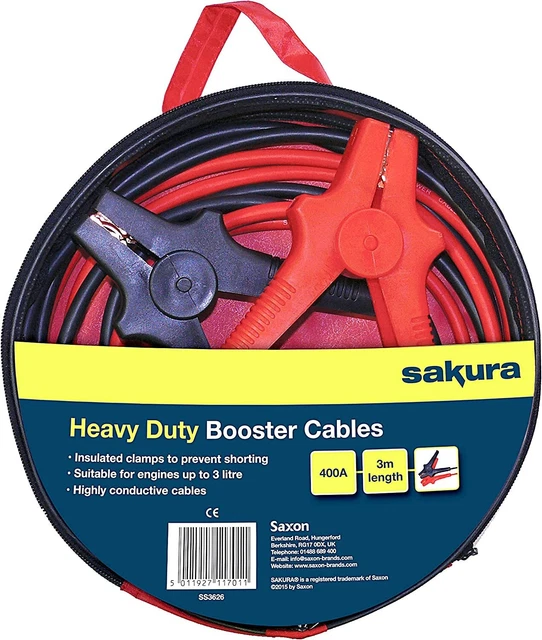 Cavi Di Avviamento Batteria Auto, 400 A, 3 M, Resistenti Classificati Rosso-Nero