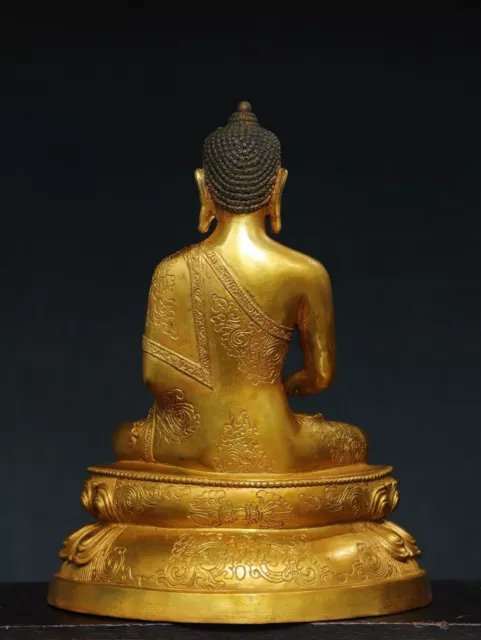 12& ANTIQUE TIBET Tibetan Buddhism temple Bronze gilt Amitabha Buddha ...