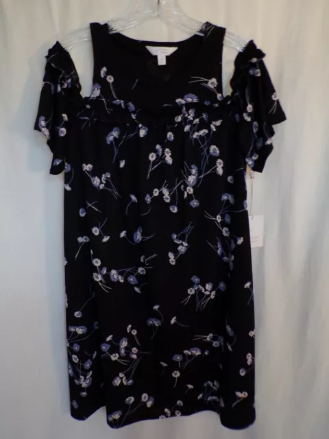 LC Lauren Conrad Dress Junior XS Womens Black Floral Cold Shoulder Lined New