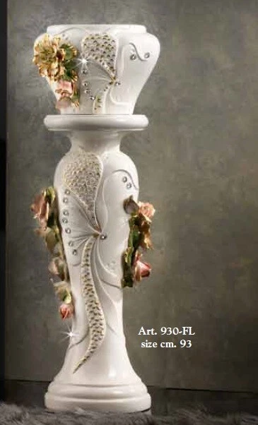 Vaso da fiori MAUREEN in ceramica, con puntini, oro-bronzo, 25cm, 27cm
