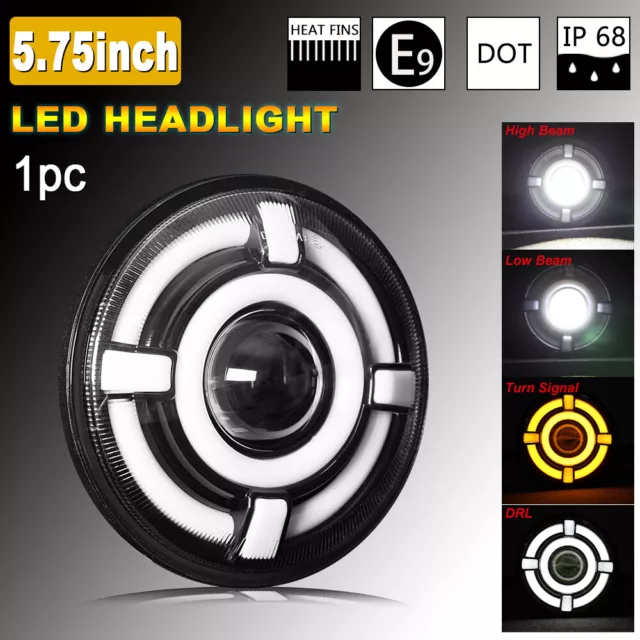 1x 5-3/4" 5.75" LED Headlight Halo W/ Turn Signal For Motor 883 1200 Motorcycle