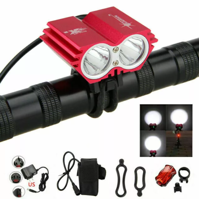 8000LM SolarStorm 2x  LED Front Head Bicycle Light Bike Headlamp Flashlight