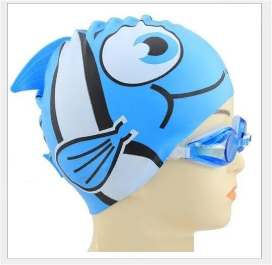 Unisex Kids Childrens Fish Nemo Silicone Waterproof Swim Swimming Hat Cap