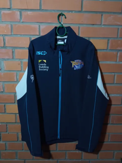 Leeds Rhinos Training Rugby Jacket Blue ISC Fleece Polyester Mens Size L