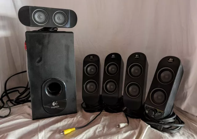 Logitech X-530 5.1 Sound System with  1 Subwoofer 5 Speakers Tested and Working