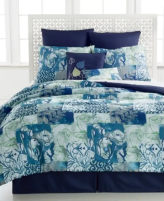 Victoria Classics Formosa Floral Jacquard 8 Pc. Comforter Set - CAL KING - Blue