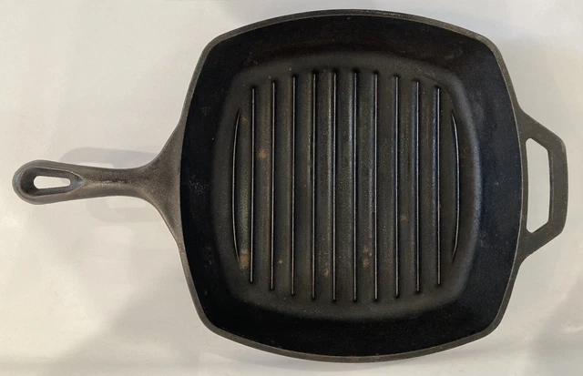 Rustic Lodge Cast Iron Square Skillet 10 1/2" Frying Pan Made in USA