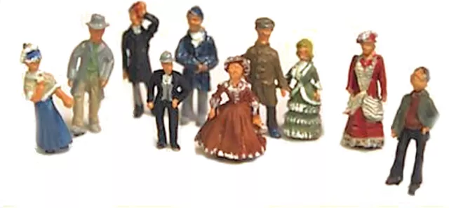 10 Standing Victorian Edwardian UNPAINTED OO Scale Langley Models Kit Figures