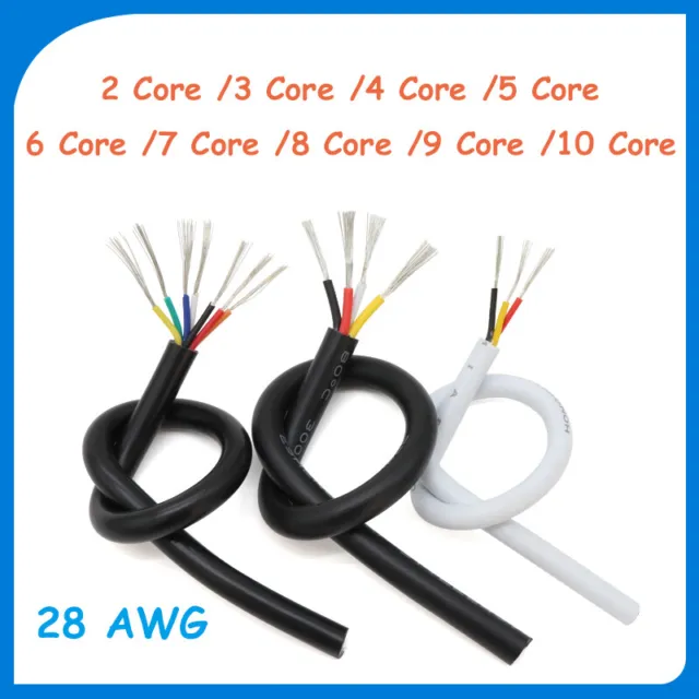 Multi Core PVC Cable 28 AWG 2/3/4/5/6/7/8/9/10 Core Signal Flexible Copper Wire