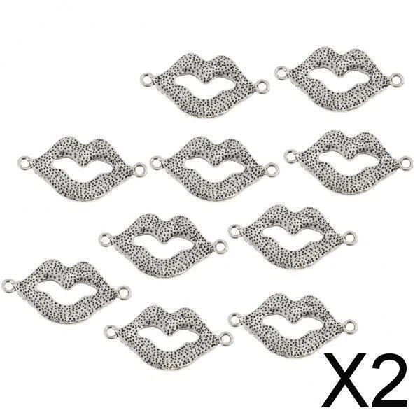 2X 10 Stück Legierung Charms Anhänger Mund Shaped Anhänger Für DIY Schmuck