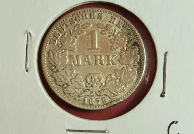 1875 C  Germany  1 Mark Weimar Republic 0.900 Silver Cleaned  #1432