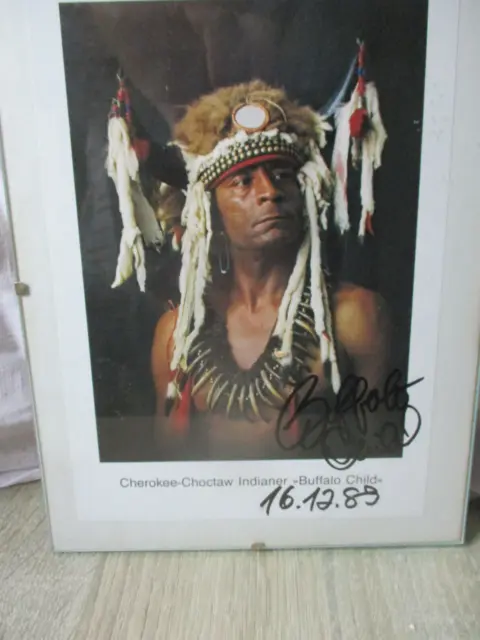 Cherokee-Choctaw Indianer " Buffalo Child " Bild mit original Unterschrift