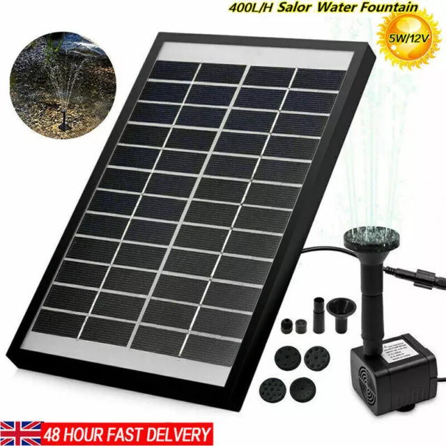 Solar Panel Powered Water Pump 400L/H 5W Pool Pond Fish Garden Aquarium Fountain