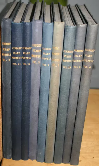 GIBBONS STAMP MONTHLY JOURNAL 8 Bound Volumes 1929-1939