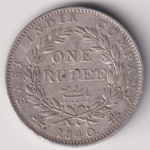 East India Company 1840 Victoria Queen One Rupee Silver Coin In Top Grade