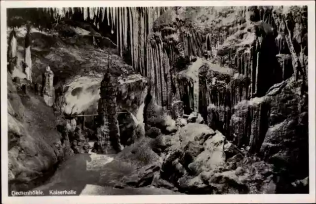 ~1960 Dechenhöhle bei Iserlohn, Kaiserhalle, Höhle, Grotte alte AK ungelaufen